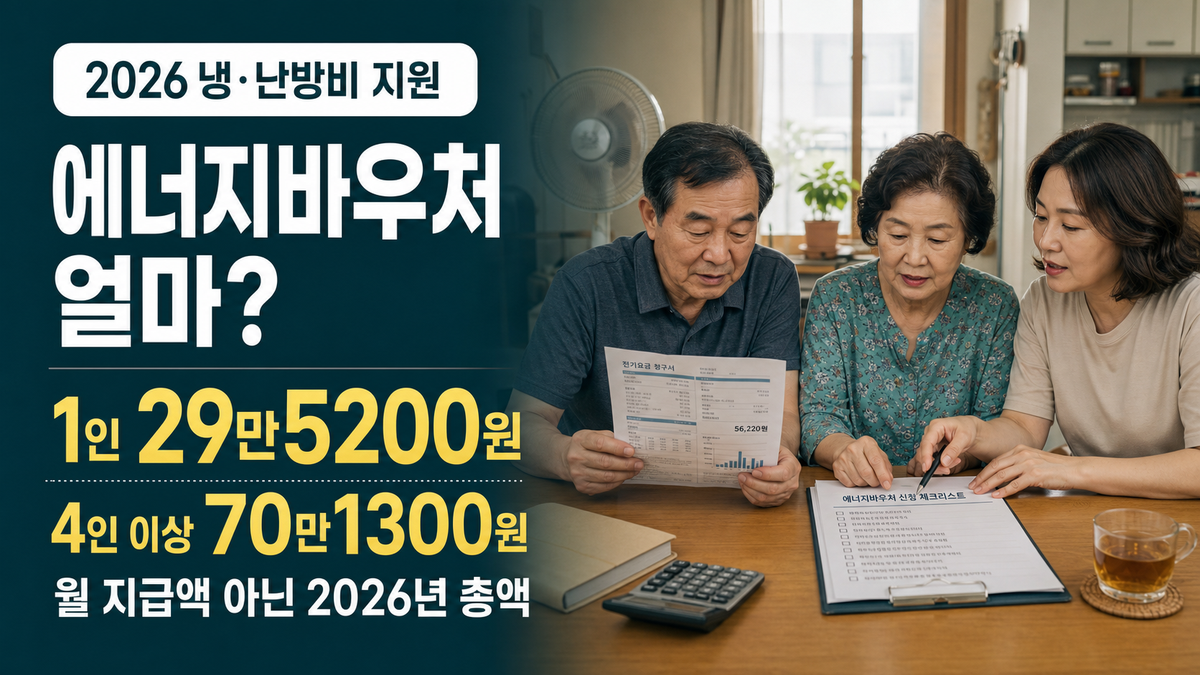 2026 에너지바우처 세대별 지원금액과 신청방법 안내 이미지