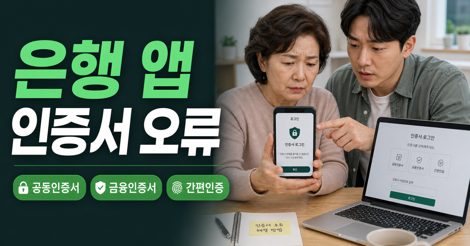 은행 앱 인증서 오류와 공동인증서 금융인증서 간편인증 차이