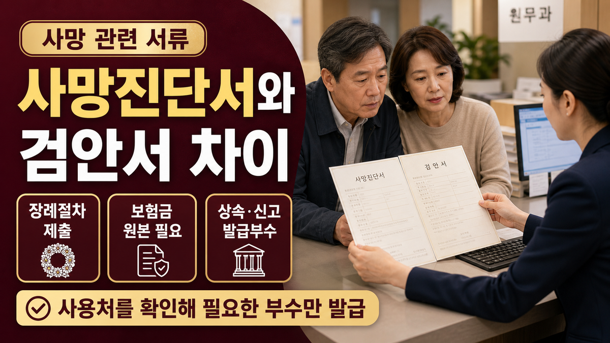 사망진단서와 시체검안서 차이, 장례·보험금·상속 서류 준비할 때 확인할 것