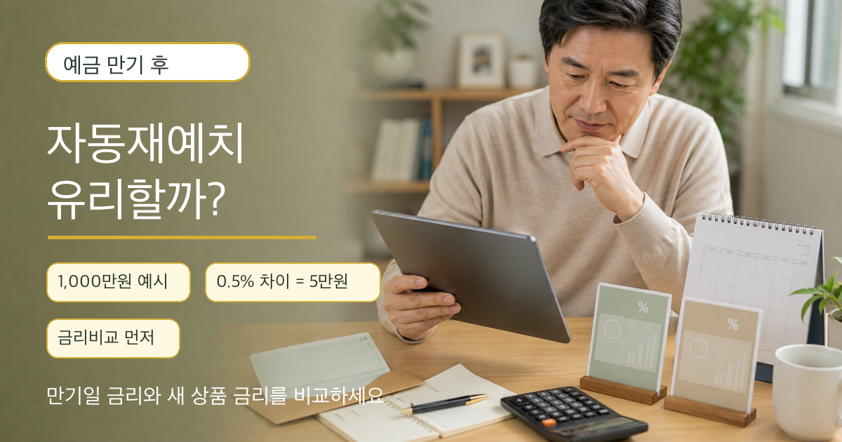 예금 만기 후 자동재예치와 금리 차이 계산 조건 안내 이미지