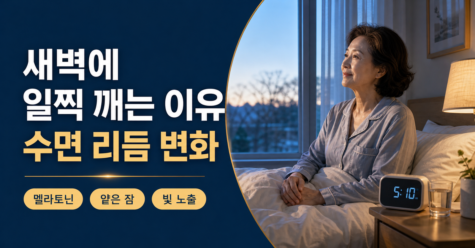 나이가 들수록 새벽에 일찍 깨는 이유와 수면 리듬 변화 설명 이미지