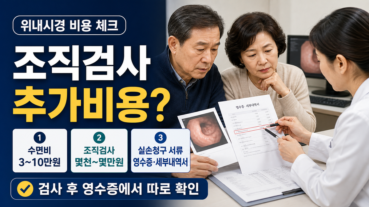 위내시경 조직검사 비용은 얼마나 나올까? 헬리코박터 검사·수면비·실손보험 청구 기준