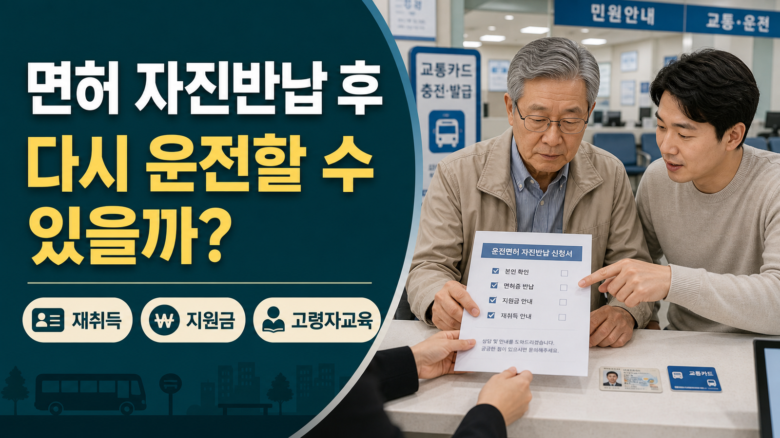 운전면허 자진반납 후 재취득 조건 지원금 고령운전자 교육 안내