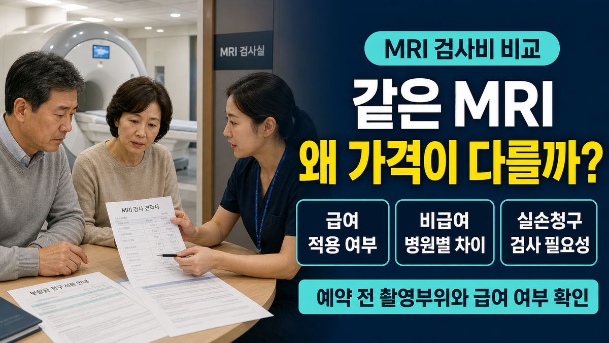 MRI 검사비는 왜 병원마다 다를까? 급여·비급여·실손보험 청구 전 확인할 것