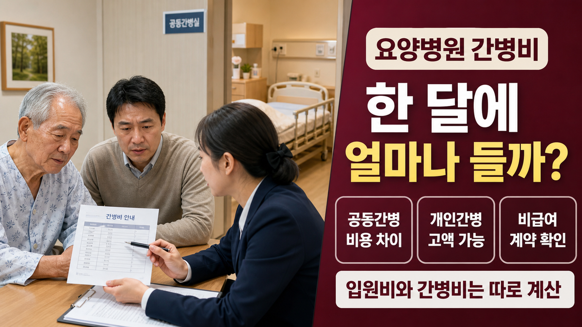 요양병원 간병비는 한 달에 얼마일까? 공동간병·개인간병·비급여 확인법