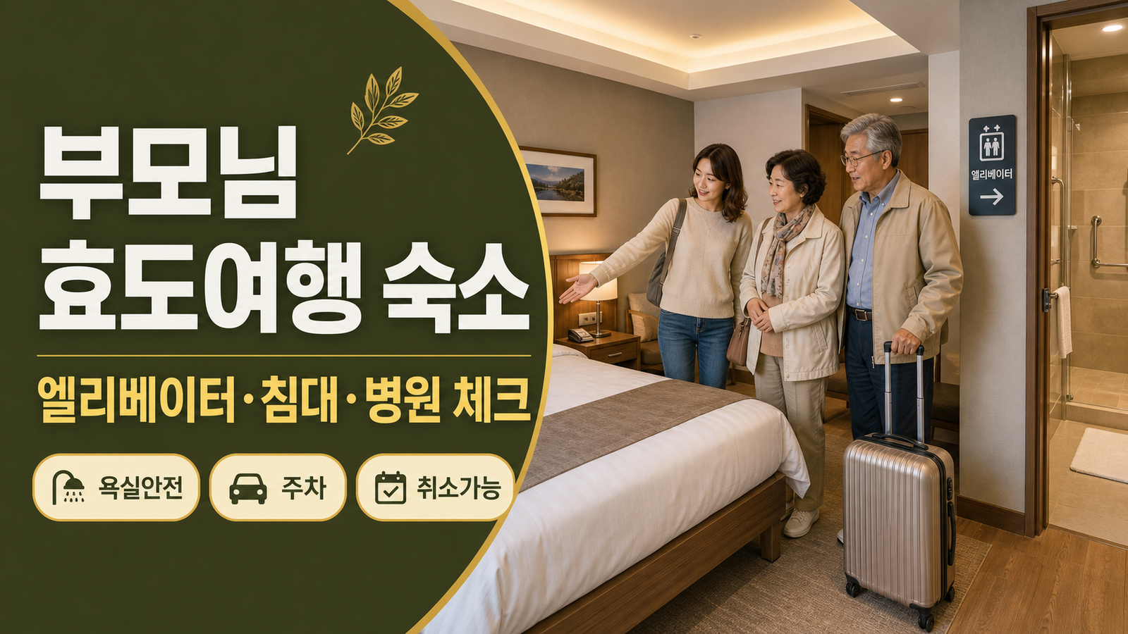 부모님 효도여행 숙소 엘리베이터 침대 욕실안전 병원 접근성 체크리스트