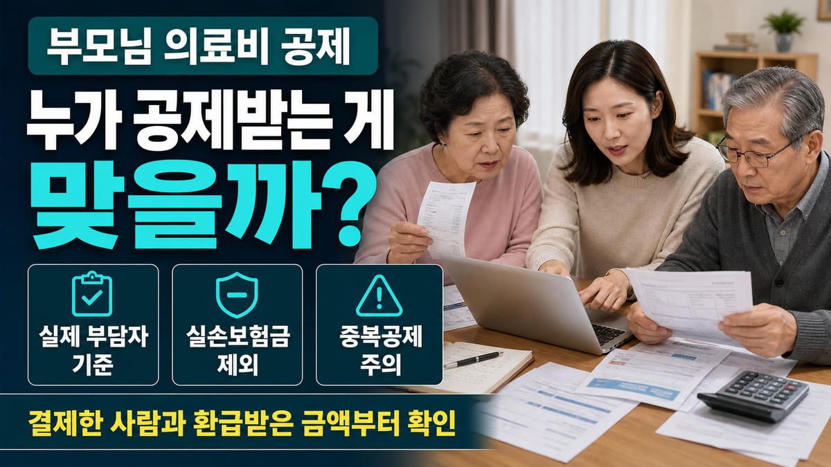 부모님 의료비 연말정산 공제는 누가 받을 수 있을까? 부양가족·실손보험금 제외 기준