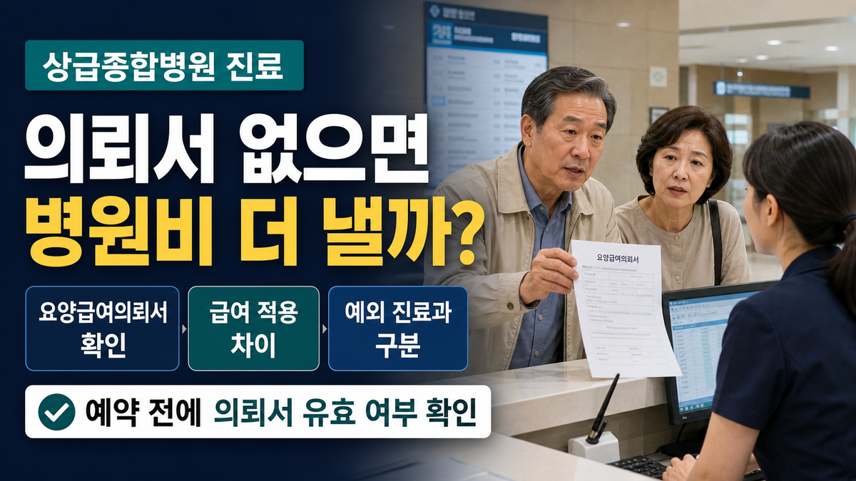 상급종합병원 진료의뢰서가 없으면 병원비가 더 나올까? 요양급여의뢰서 기준