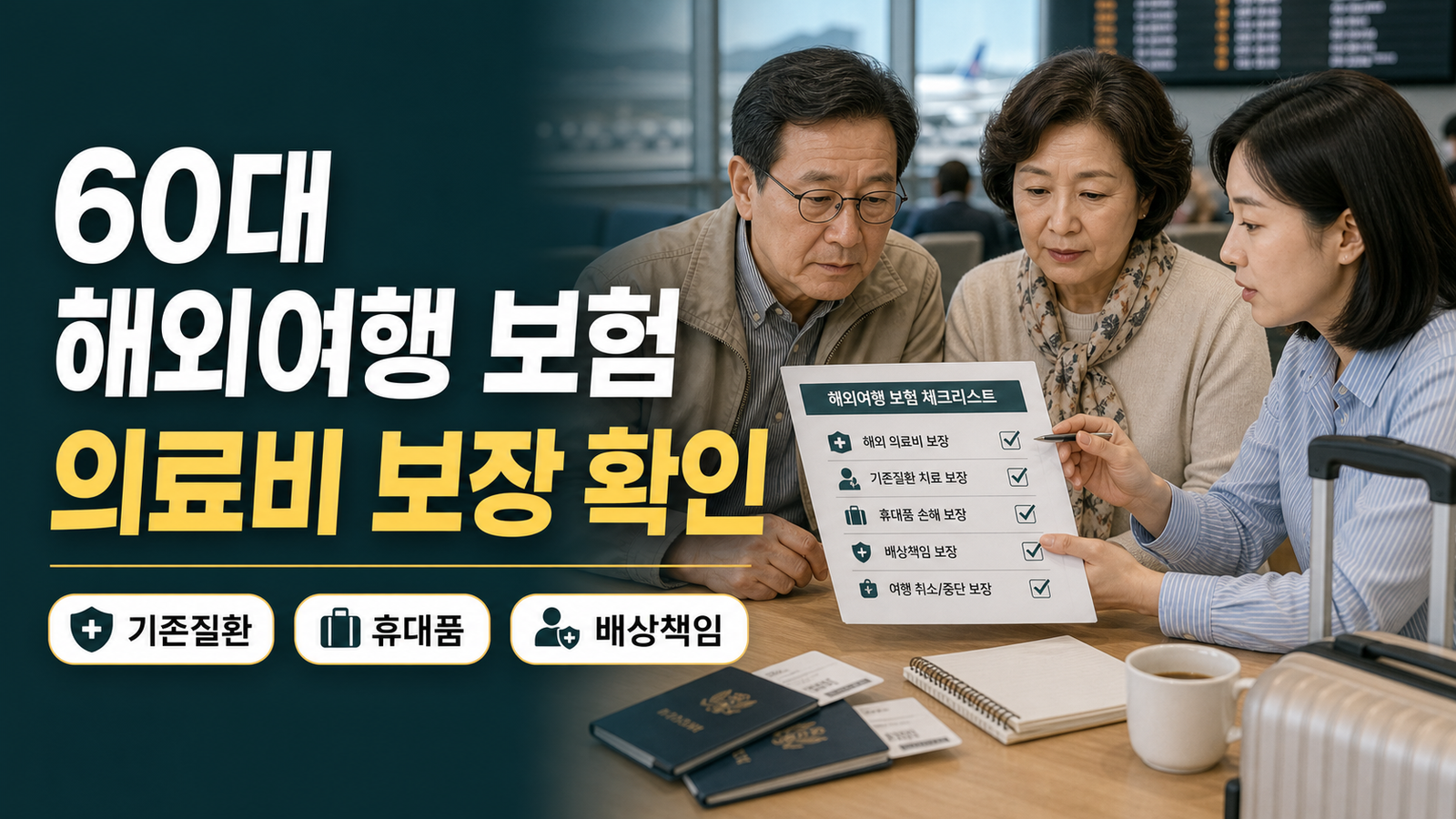 60대 부모님 해외여행 여행자보험 의료비 기존질환 휴대품 보장 체크리스트