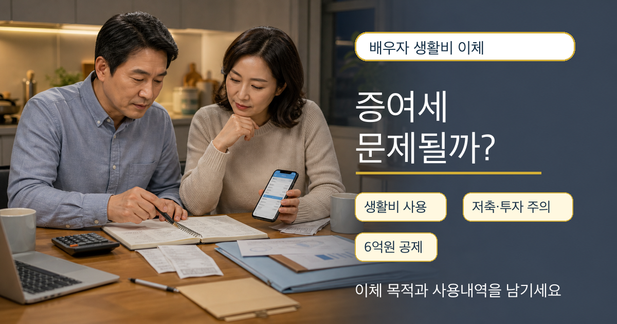 배우자 명의 통장 생활비 이체와 증여세 문제 안내 이미지