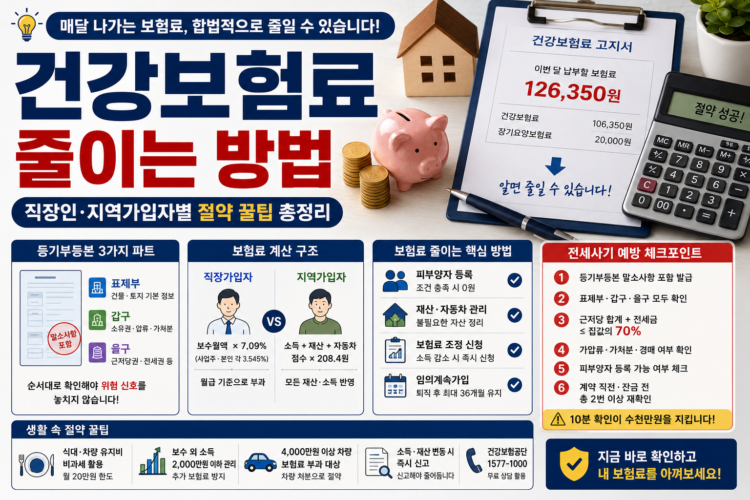 건강보험료 줄이는 방법 – 직장인·지역가입자별 절약 꿀팁