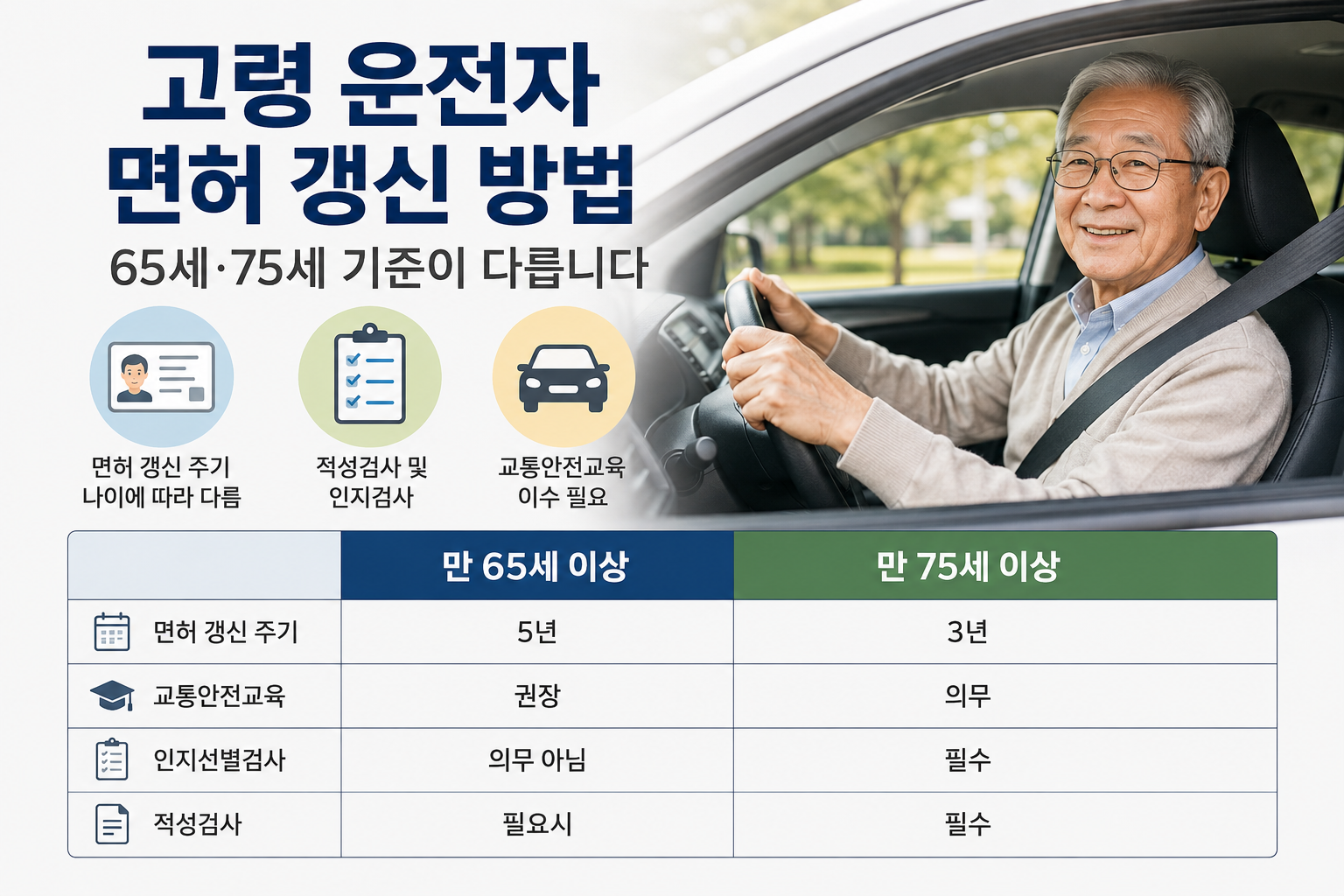 고령 운전자 면허 갱신 방법, 65세·75세 기준이 다른 이유 총정리