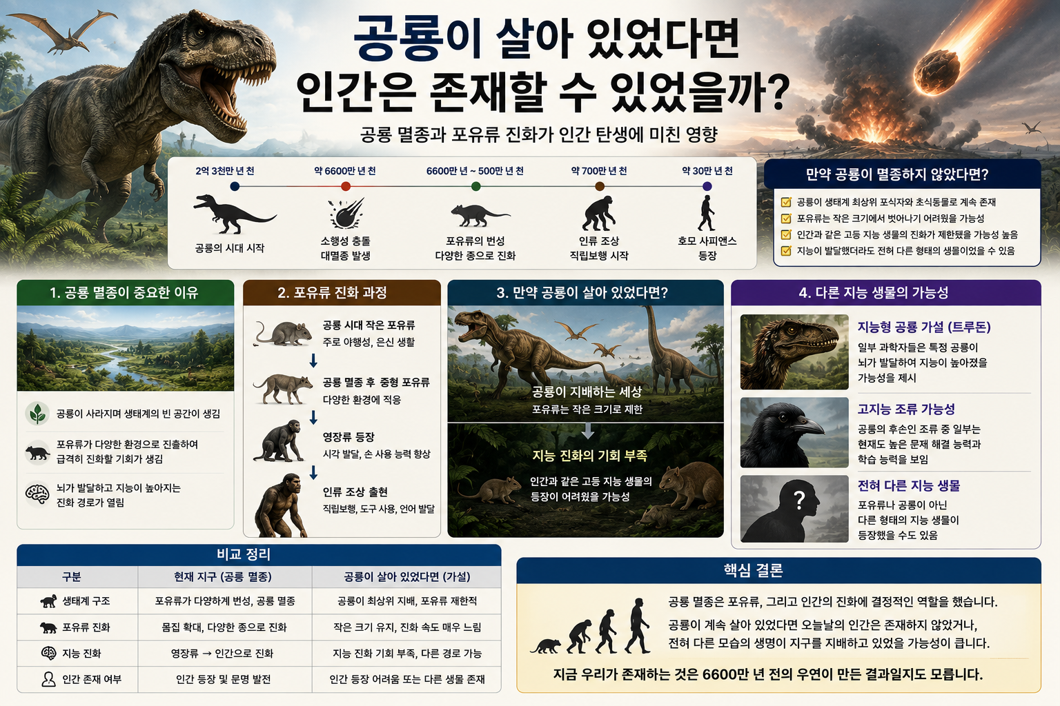 공룡이 살아 있었다면 인간은 존재할 수 있었을까? 과학자들이 생각하는 가능성
