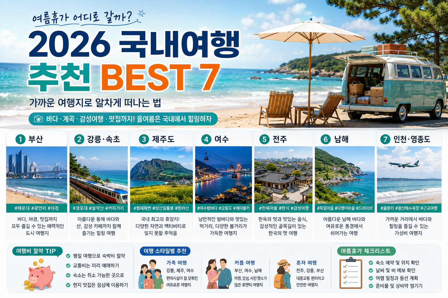여름휴가 국내여행 추천 BEST 7, 2026년 가까운 여행지로 알차게 떠나는 법