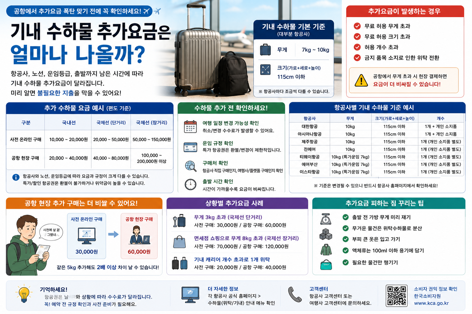기내 수하물 추가요금은 얼마일까? 초과 수하물 비용 총정리