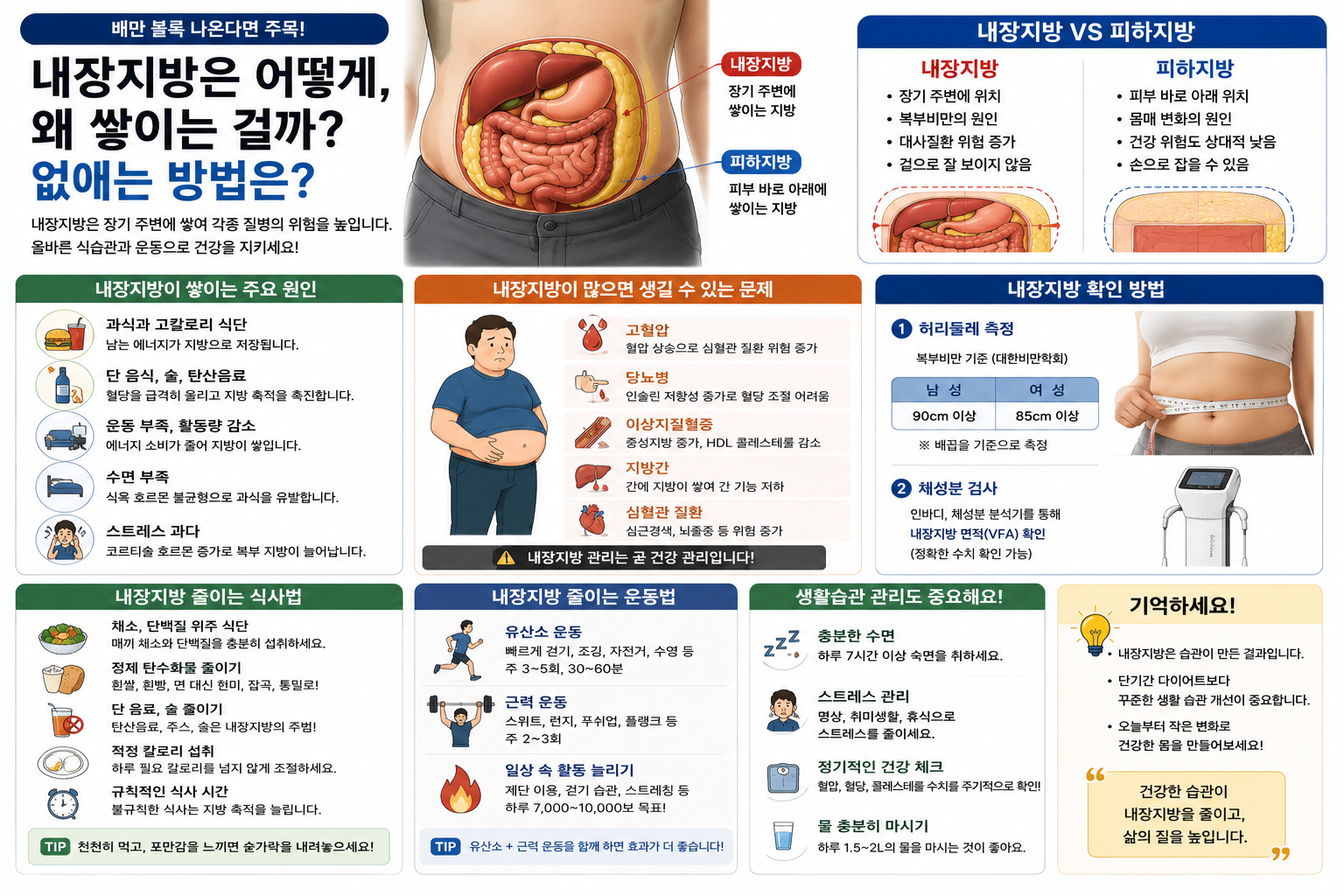 내장지방은 어떻게 왜 쌓이는 걸까? 없애는 방법은?