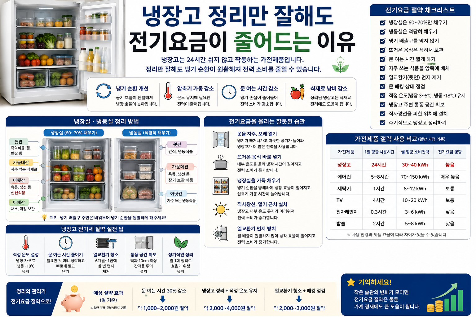 냉장고 정리만 잘해도 전기요금이 줄어드는 이유