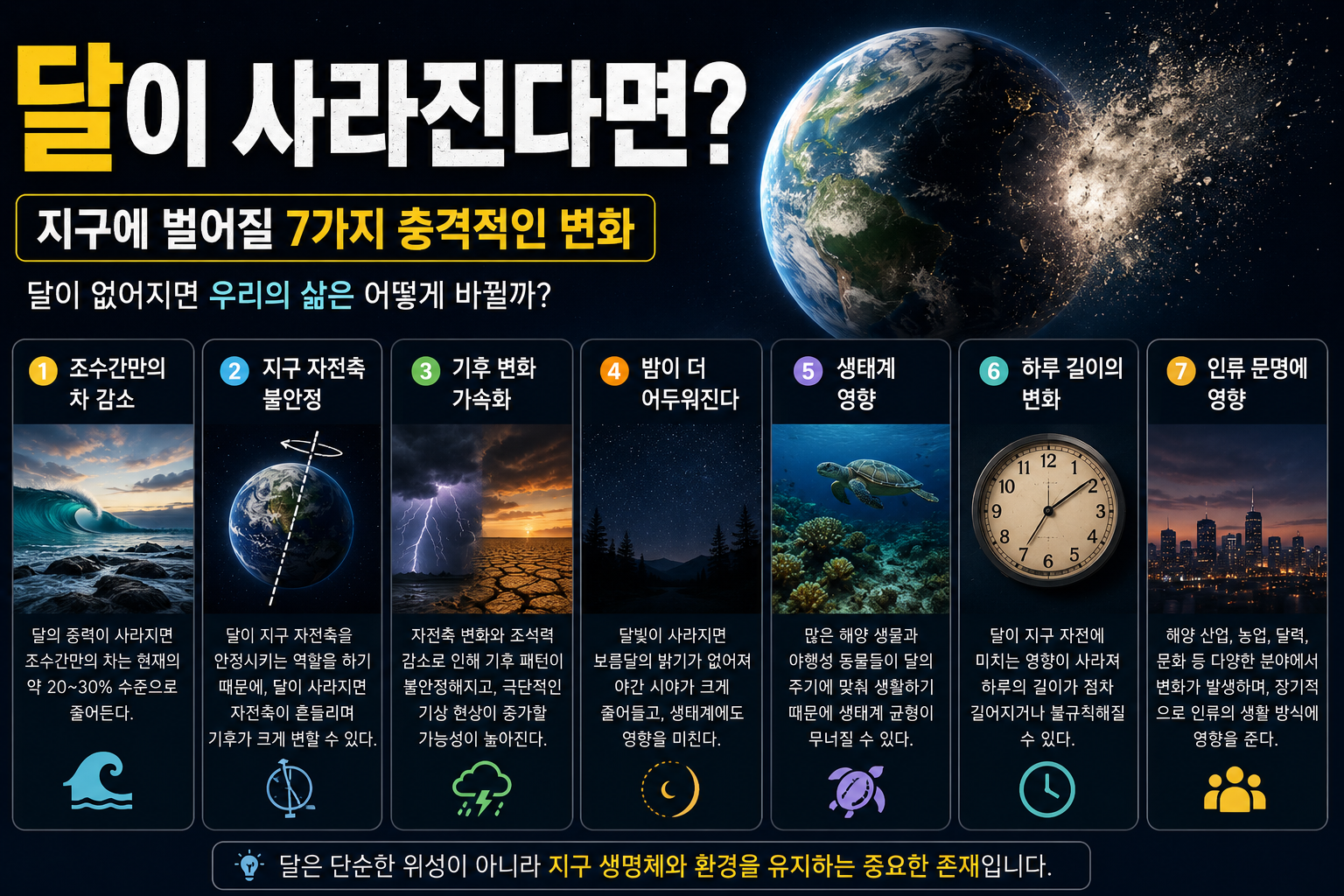 달이 사라진다면? 지구에 벌어질 7가지 충격적인 변화