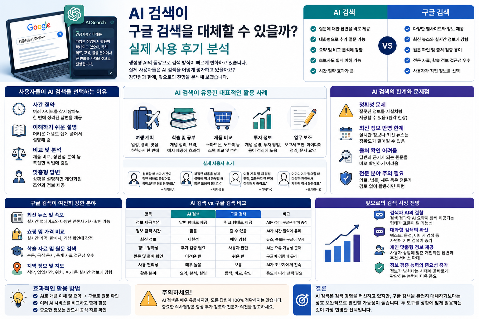 AI 검색이 구글 검색을 대체할 수 있을까? 실제 사용 후기 분석