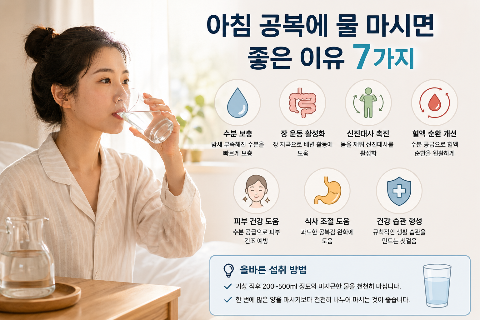 아침 공복에 물 마시면 좋은 이유 7가지와 올바른 섭취법