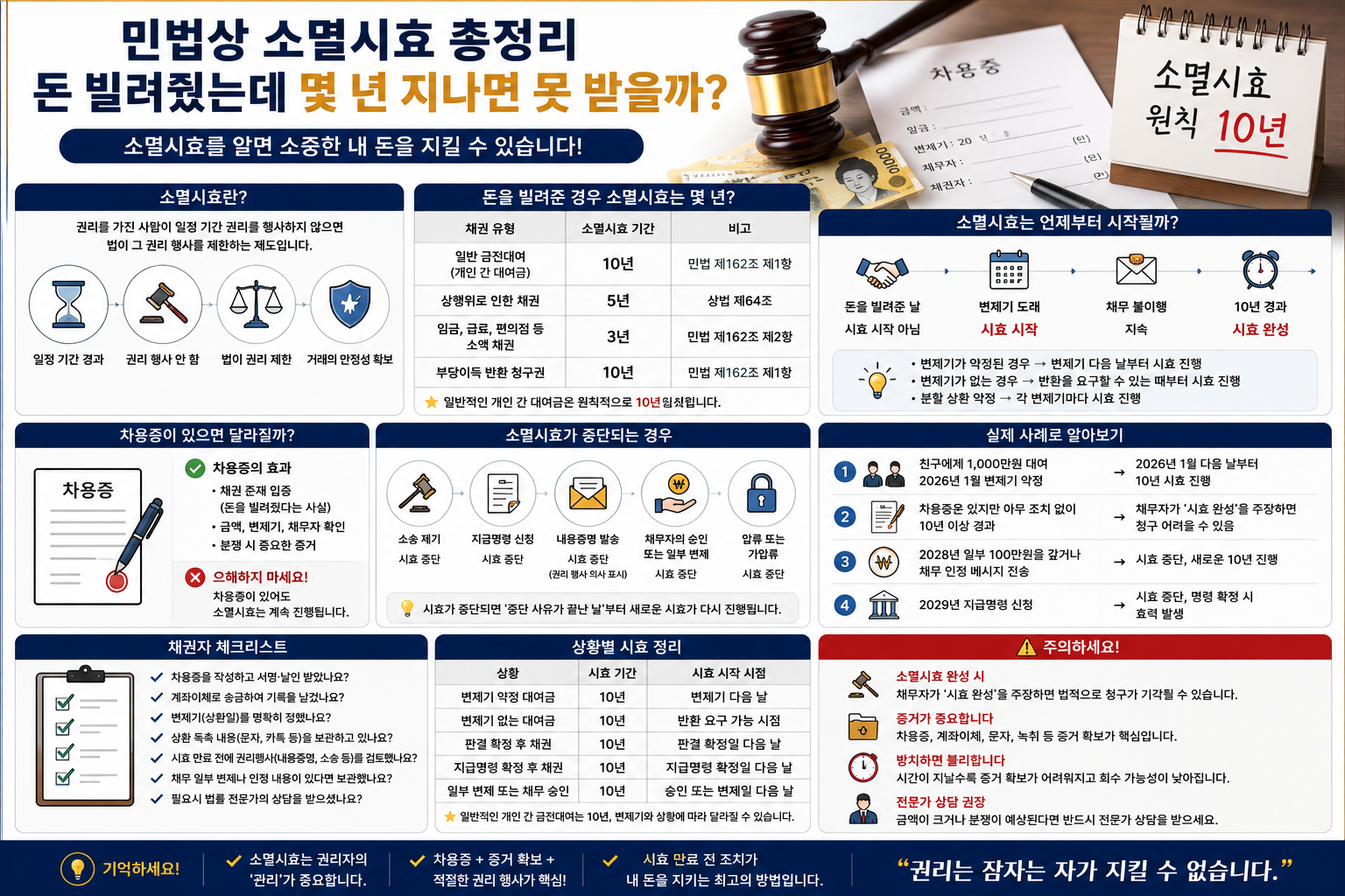 민법상 소멸시효 총정리, 돈 빌려줬는데 몇 년 지나면 못 받을까?