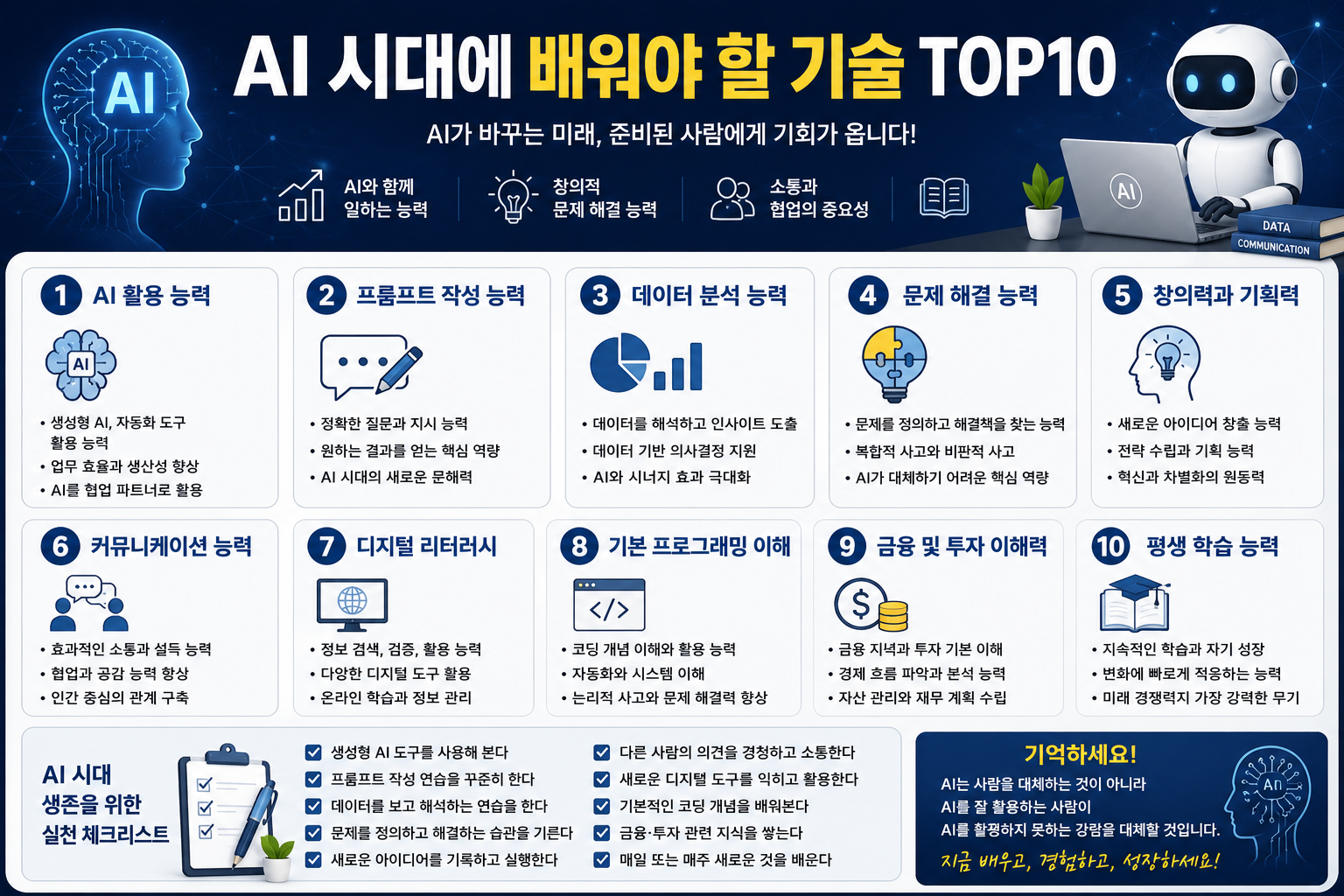AI 시대에 배워야 할 기술 TOP10, 미래에도 살아남는 핵심 역량