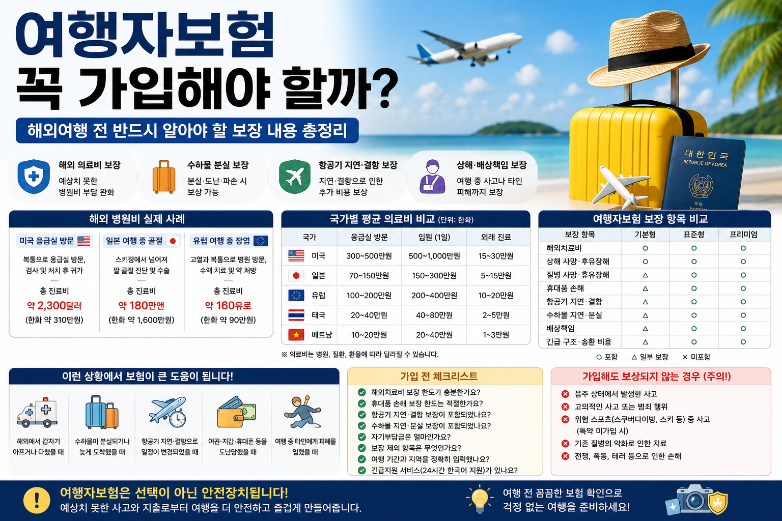 여행자보험 꼭 가입해야 할까? 해외여행 전 반드시 알아야 할 보장 내용 총정리