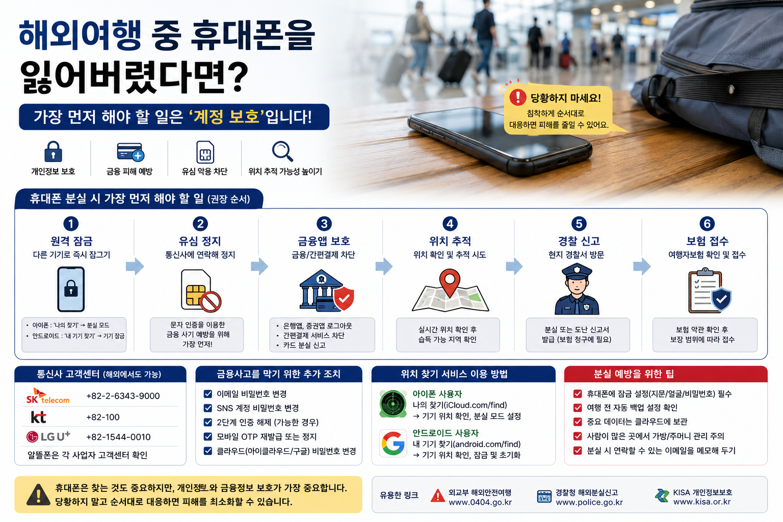 해외여행 중 휴대폰을 잃어버리면 가장 먼저 해야 할 일