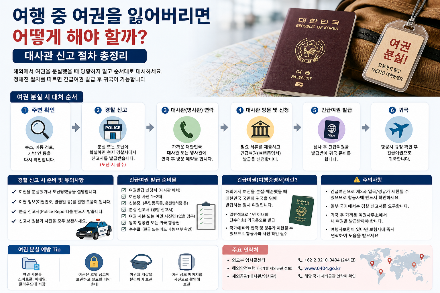 여행 중 여권을 잃어버리면 어떻게 해야 할까? 대사관 신고 절차