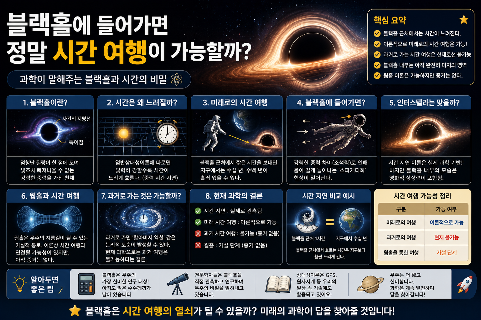 블랙홀에 들어가면 정말 시간 여행이 가능할까? 과학자들의 최신 이론