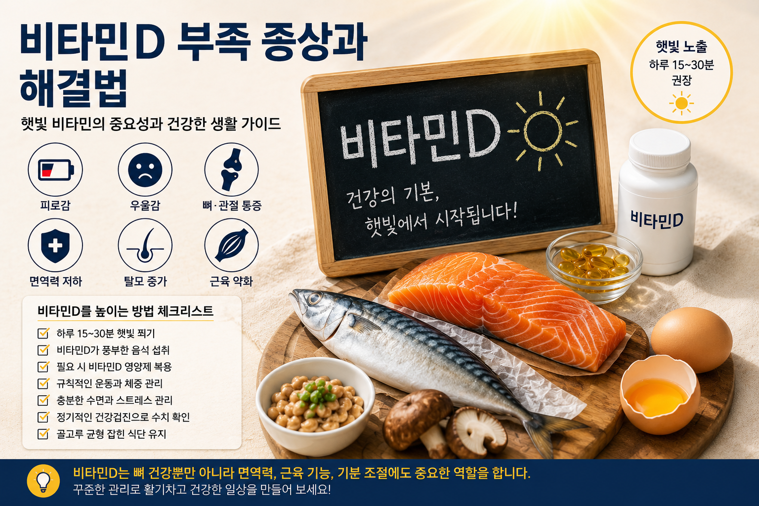 비타민D 부족 증상과 해결법 총정리, 피로감과 우울감의 숨은 원인