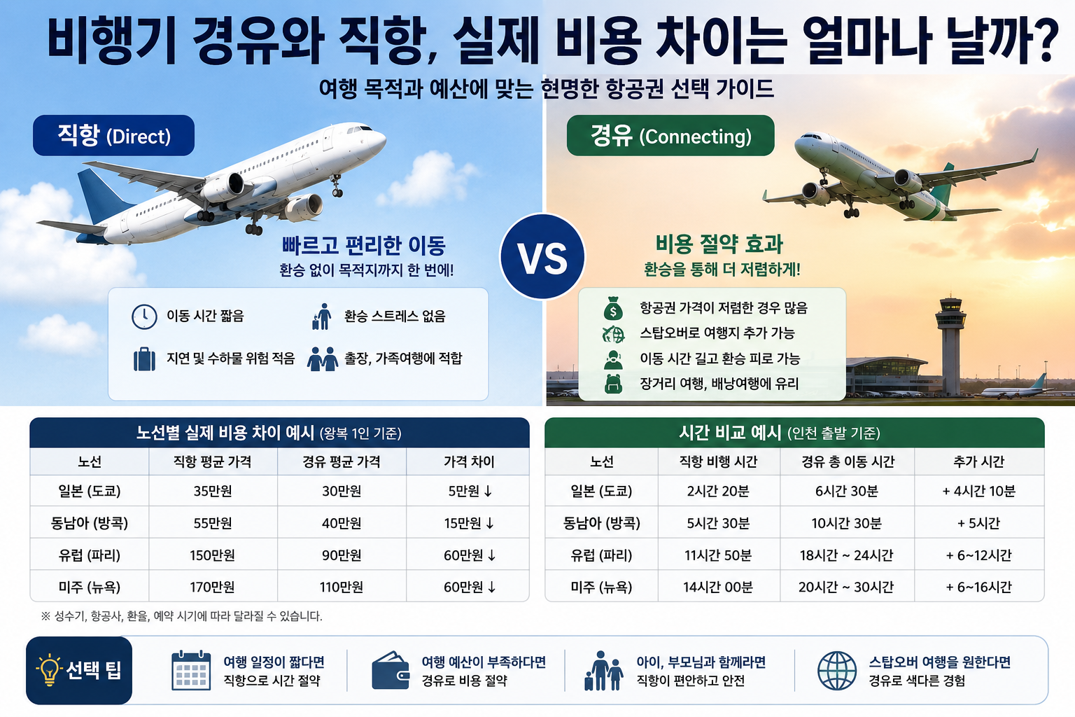 비행기 경유와 직항, 실제 비용 차이는 얼마나 날까?