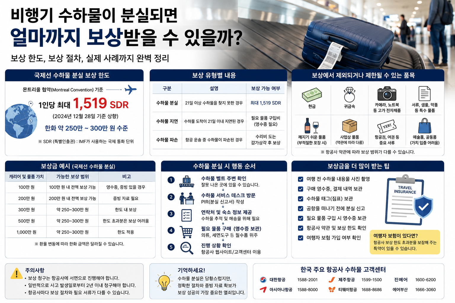 비행기 수하물이 분실되면 얼마까지 보상받을 수 있을까?