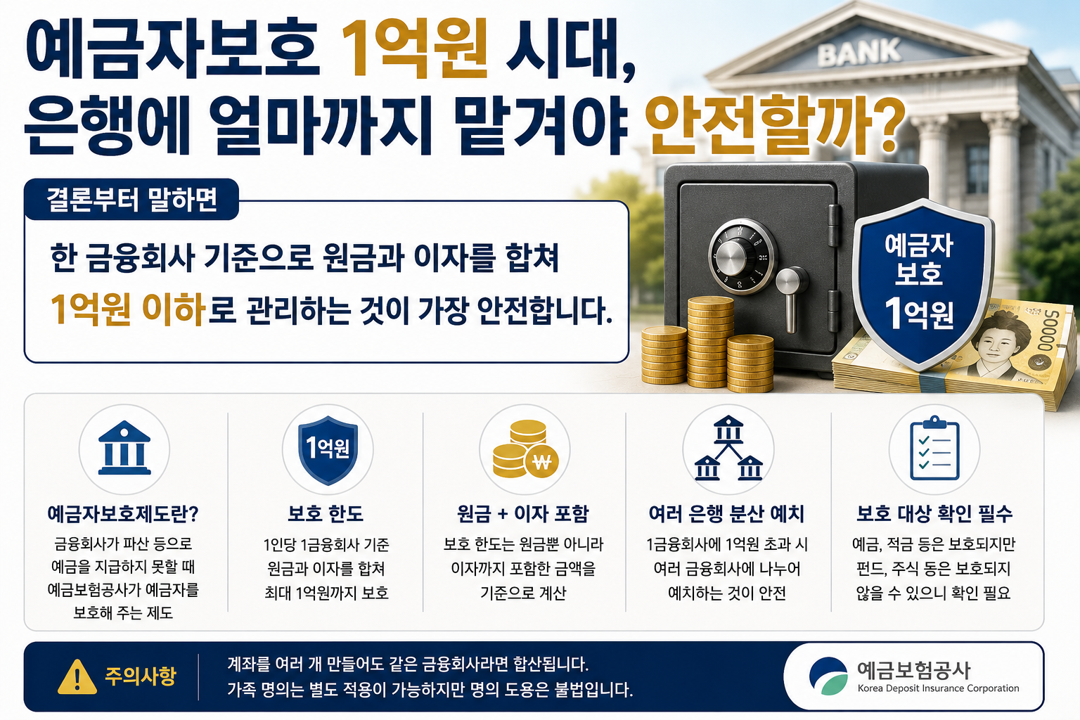 예금자보호 1억원 시대, 은행에 얼마까지 맡겨야 안전할까?