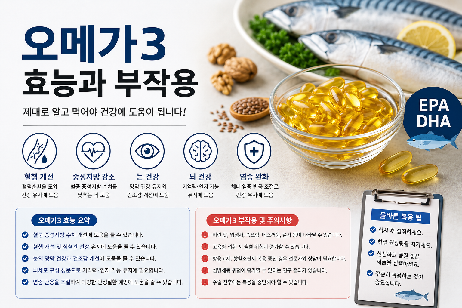 오메가3 효능과 부작용, 복용 전 반드시 알아야 할 핵심 정리