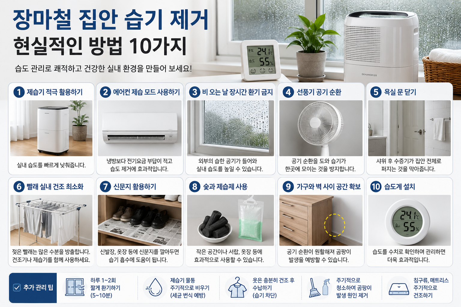 장마철 집안 습기 제거하는 현실적인 방법 10가지