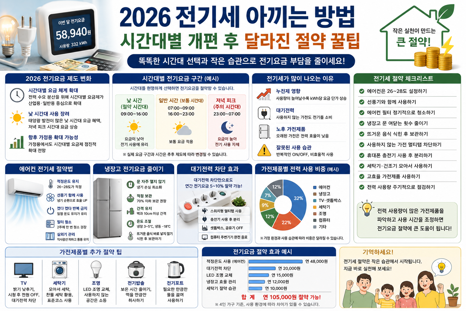 2026 전기세 아끼는 방법 – 시간대별 개편 후 달라진 절약 꿀팁
