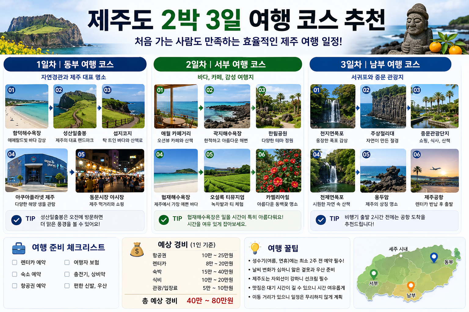 제주도 2박 3일 여행 코스 추천, 처음 가는 사람도 실패 없는 일정