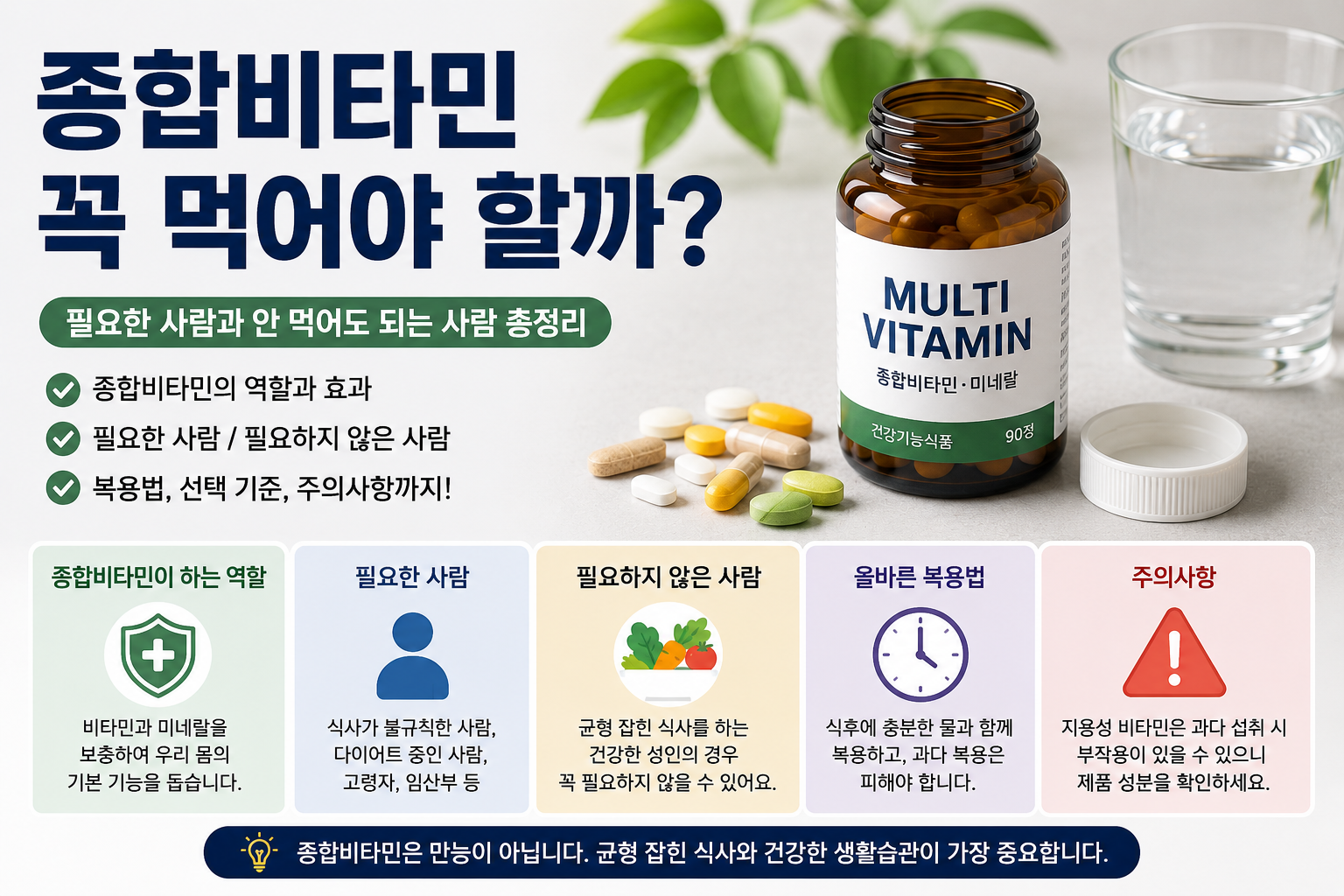 종합비타민 꼭 먹어야 할까? 필요한 사람과 안 먹어도 되는 사람 총정리