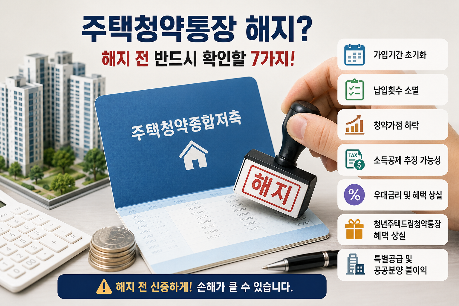 주택청약통장 해지하면 불이익이 있을까? 해지 전 반드시 확인할 7가지