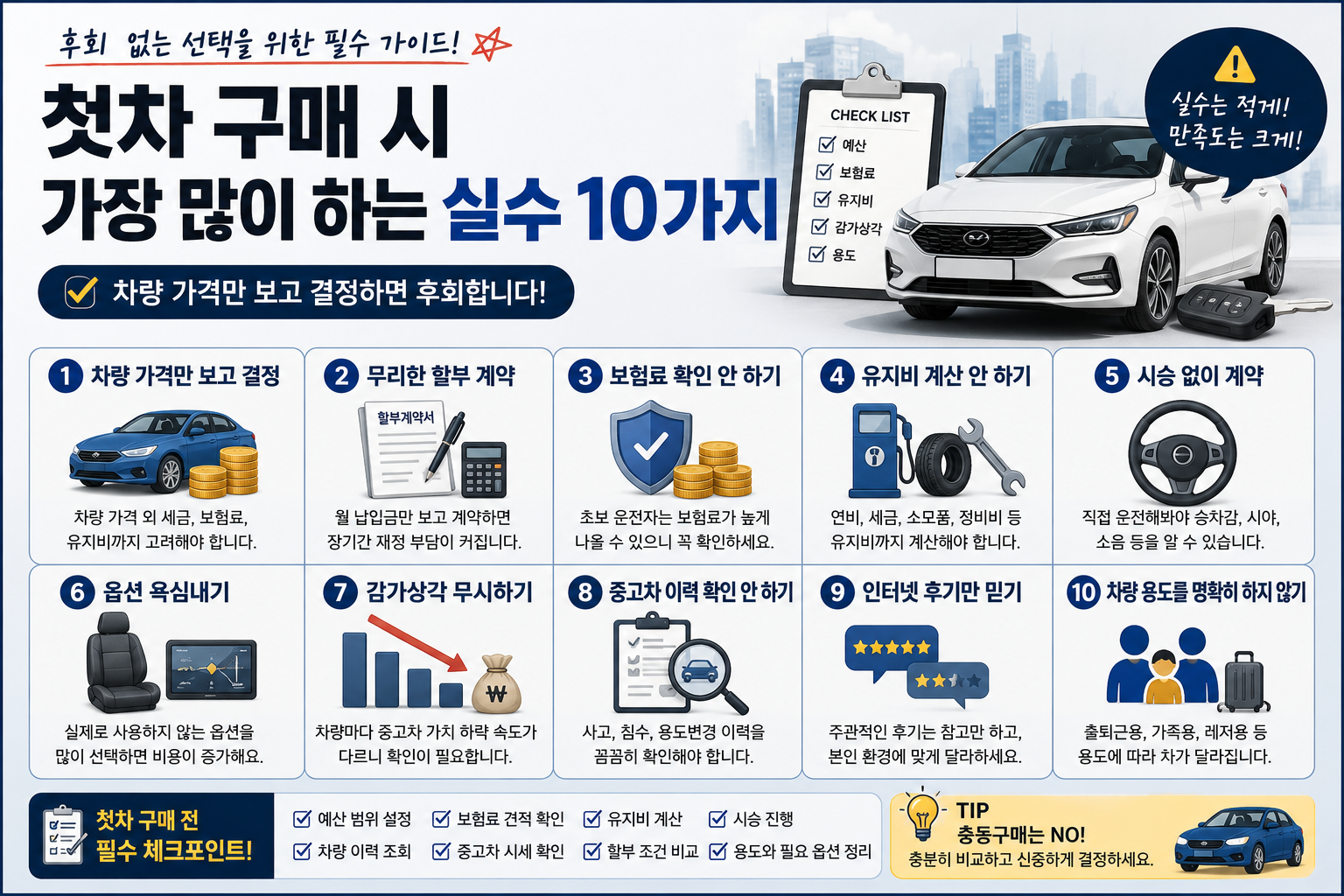 첫차 구매 시 가장 많이 하는 실수 10가지, 후회하지 않는 자동차 선택법