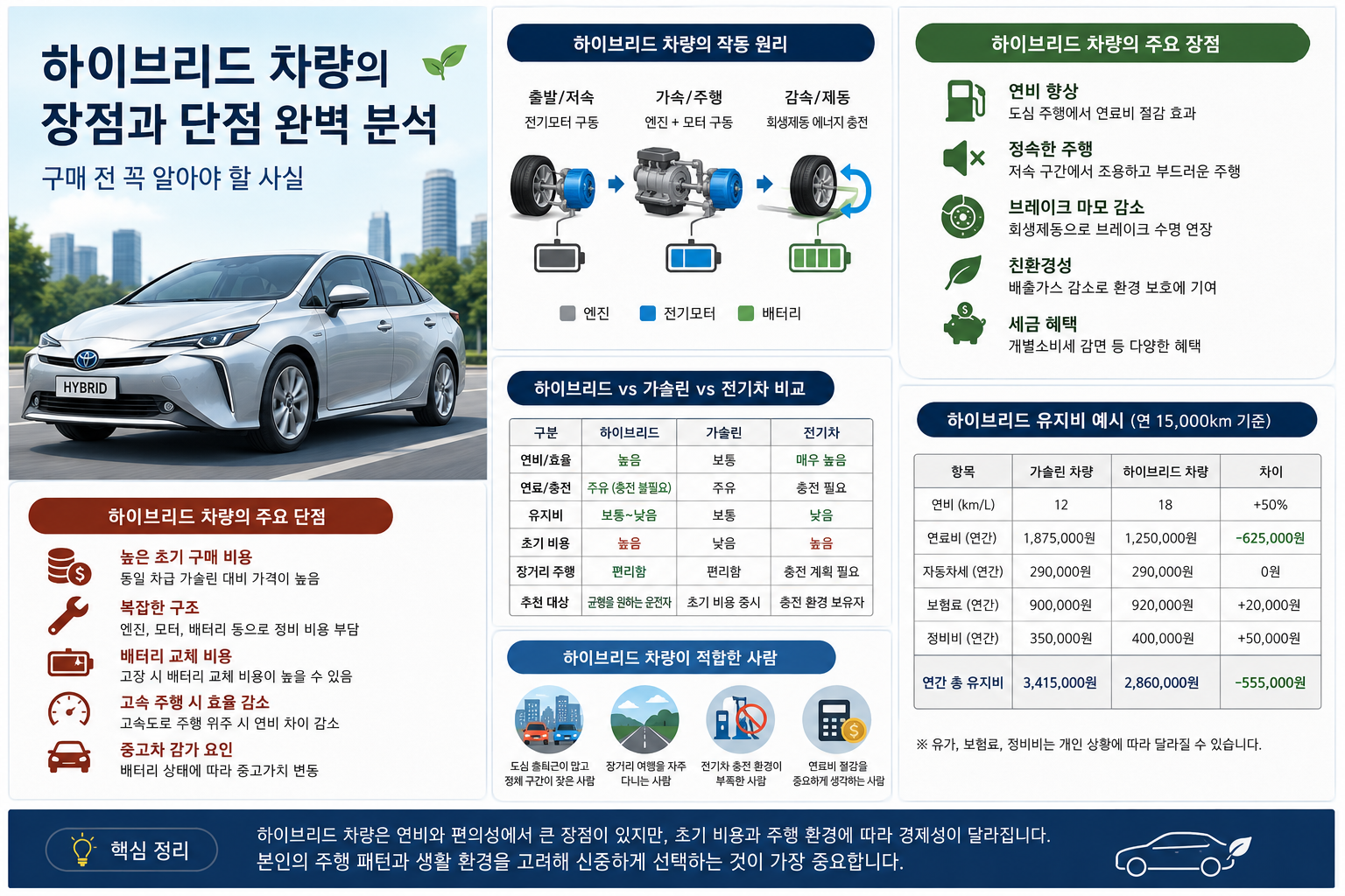 하이브리드 차량의 장점과 단점 완벽 분석, 구매 전 꼭 알아야 할 내용