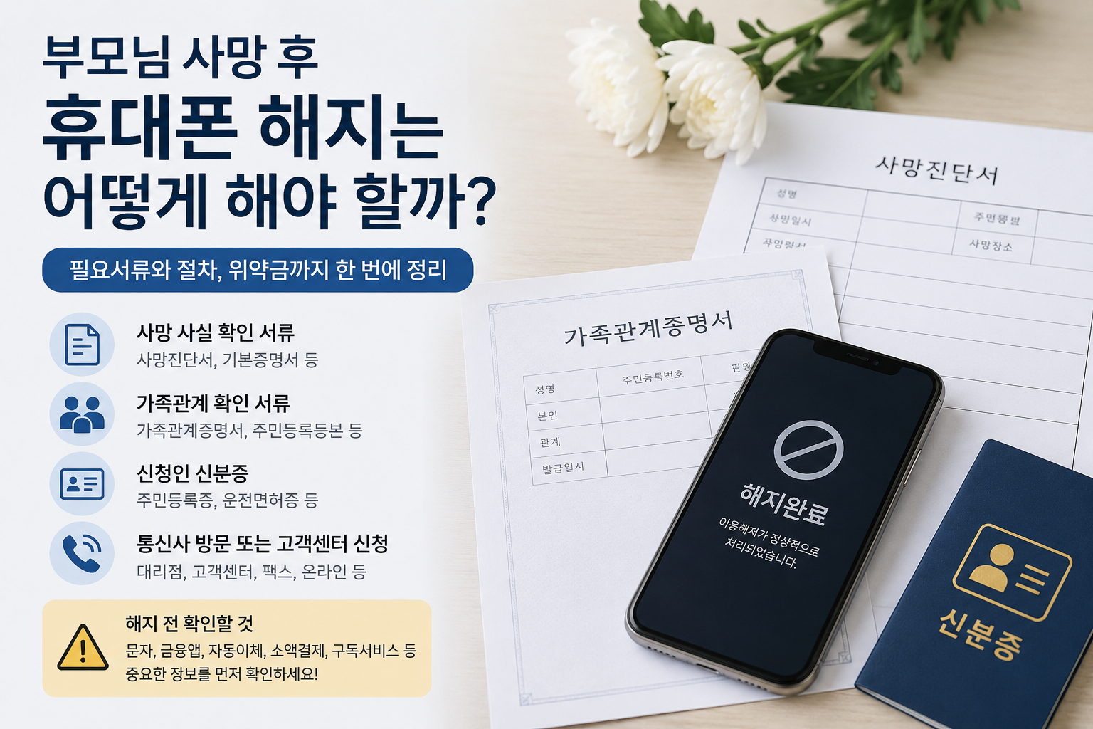 부모님 사망 후 휴대폰 해지는 어떻게 해야 할까? 필요서류와 위약금 정리