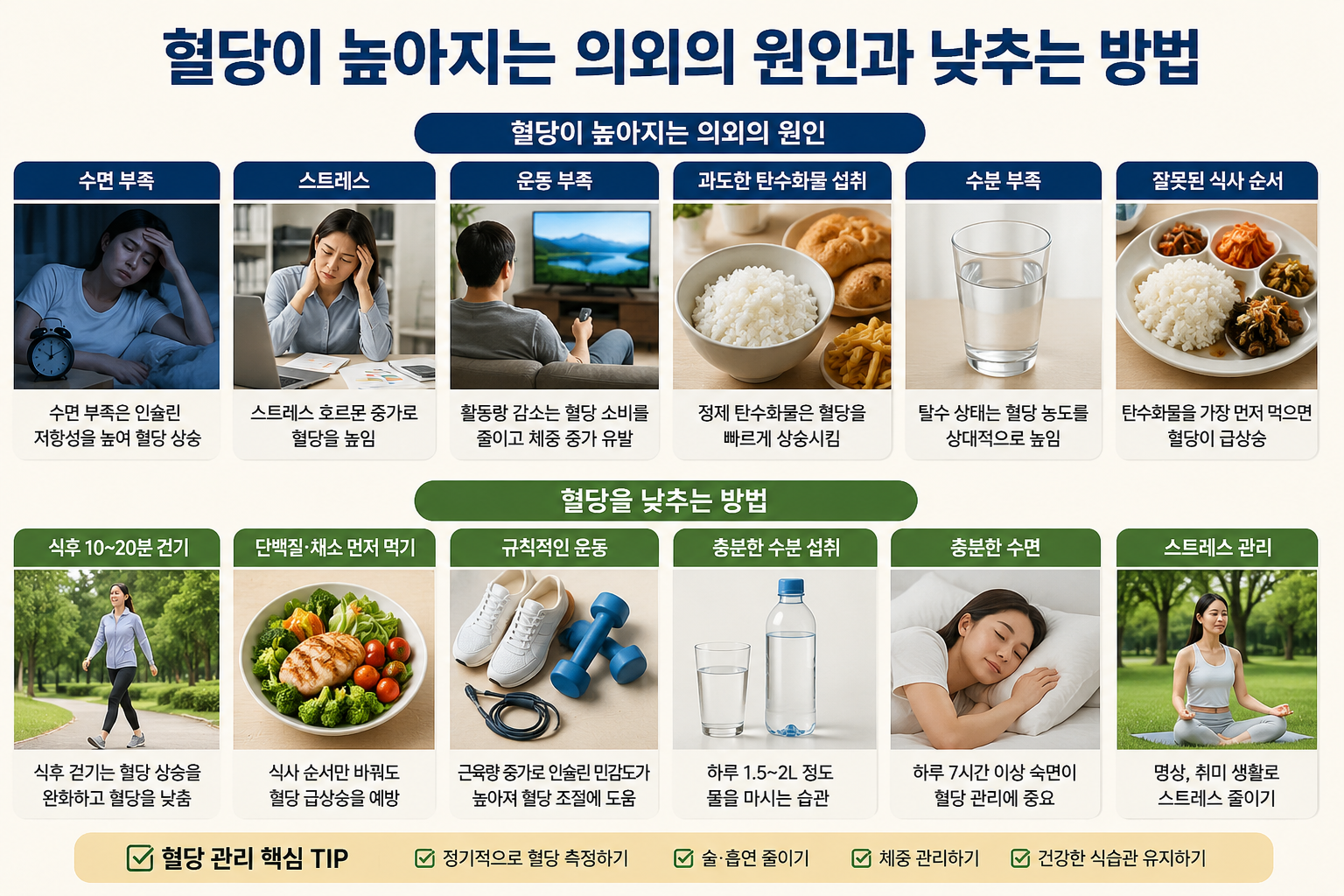 혈당이 높아지는 의외의 원인 7가지와 효과적으로 낮추는 방법