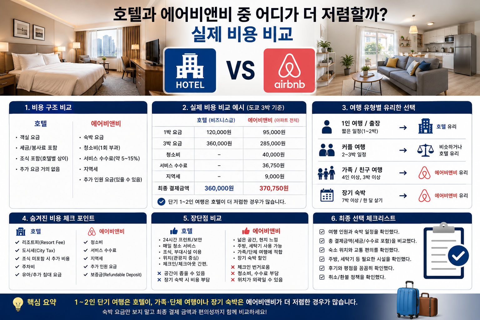 호텔과 에어비앤비 중 어디가 더 저렴할까? 실제 비용 비교