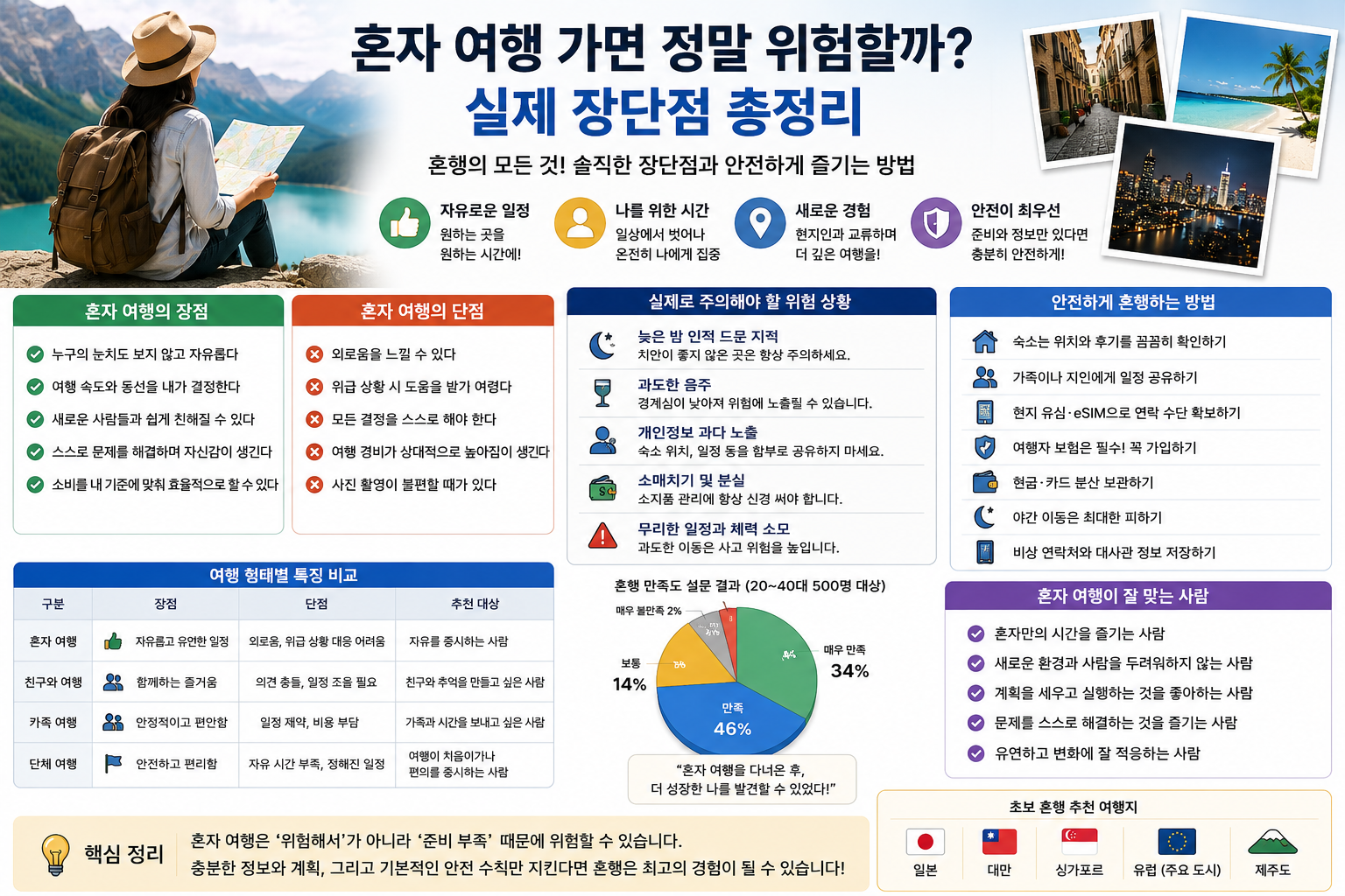 혼자 여행 가면 정말 위험할까? 실제 장단점 총정리