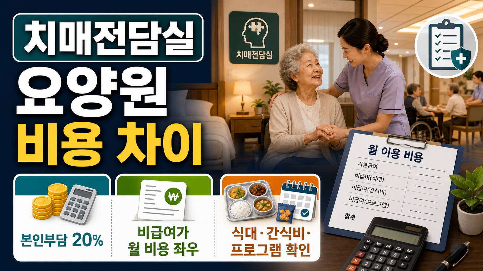 치매전담실 있는 요양원, 일반 요양원과 비용 차이