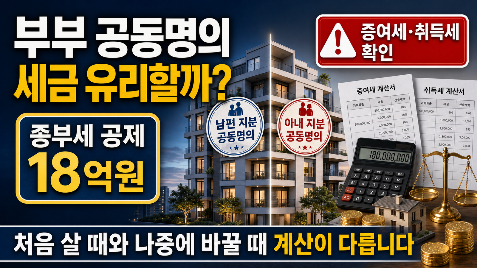 부부 공동명의 부동산, 세금상 유리한 이유와 주의점