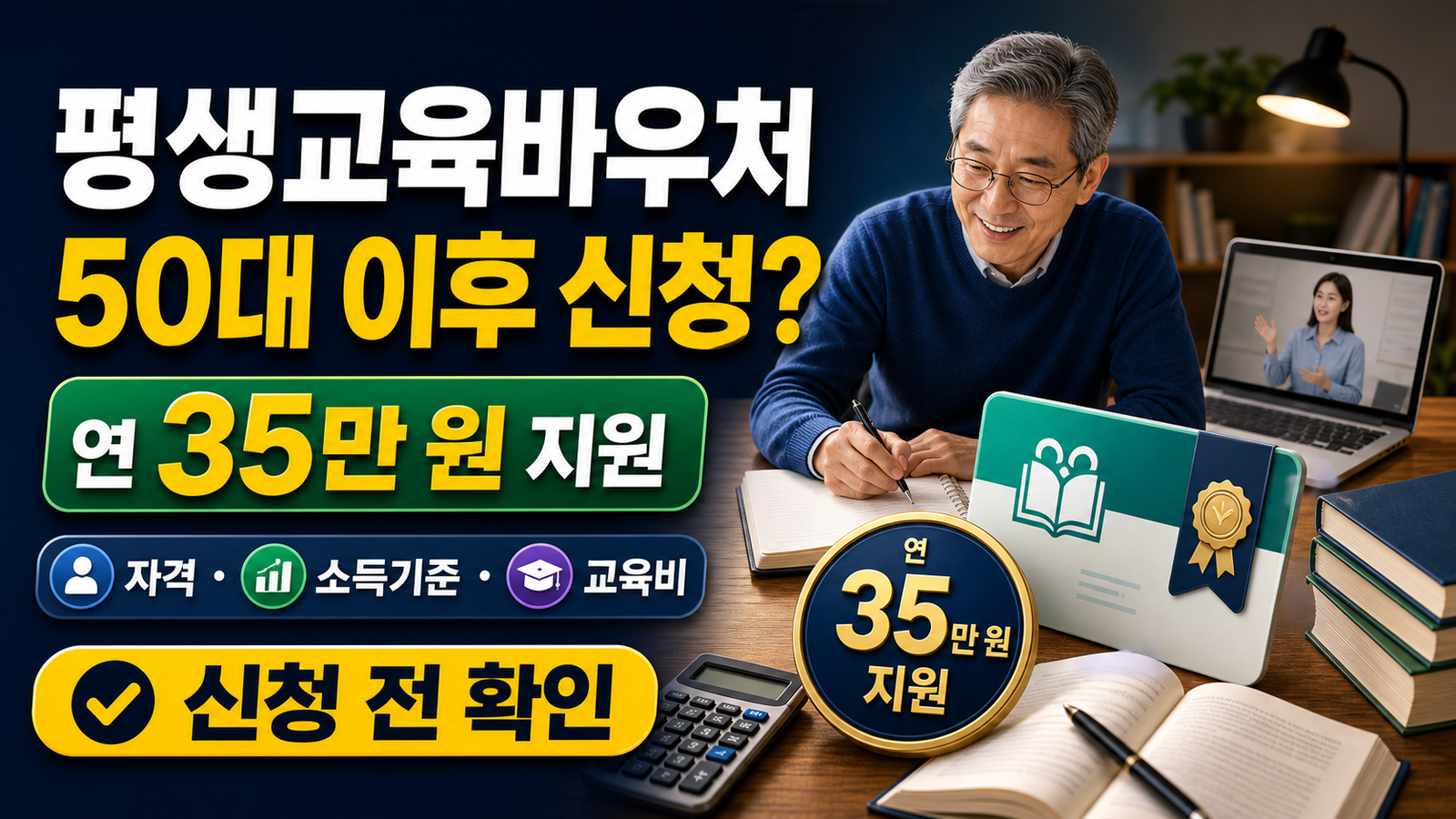 평생교육바우처, 50대 이후 신청할 수 있을까 - 자격과 금액 핵심 키워드 썸네일