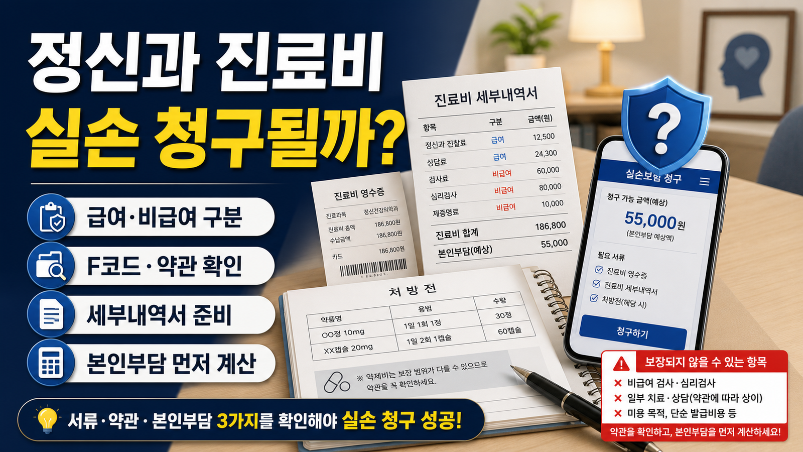정신과 진료비, 실손보험 청구 시 본인부담은 얼마일까